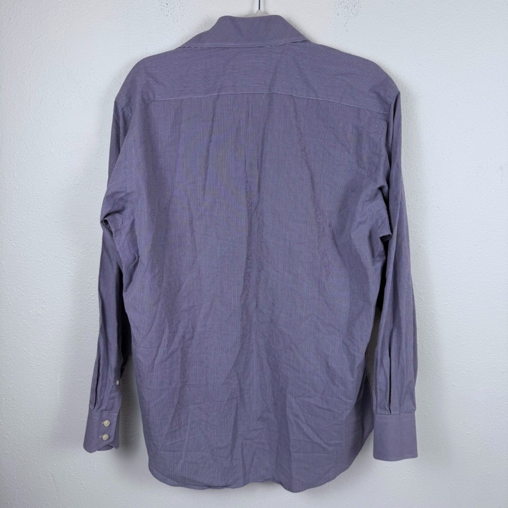 Tailorbyrd Mens Purple Micro Check‎ 100% 2-Ply Cotton Button Down Shirt Size M - Picture 2 of 8